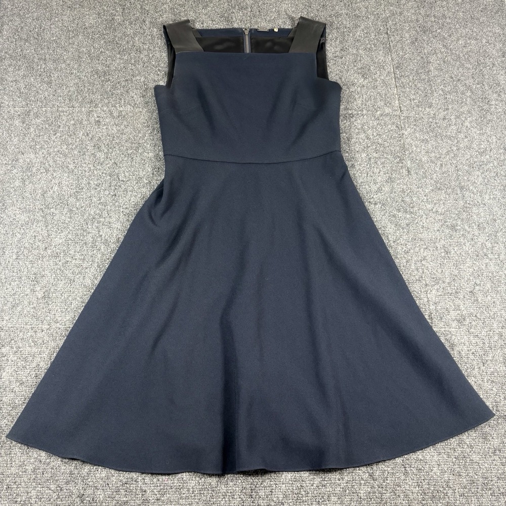 Elie Tahari Flared Sz 2 Blue Sleeveless Lamb Leather Straps Graduationā Dress
